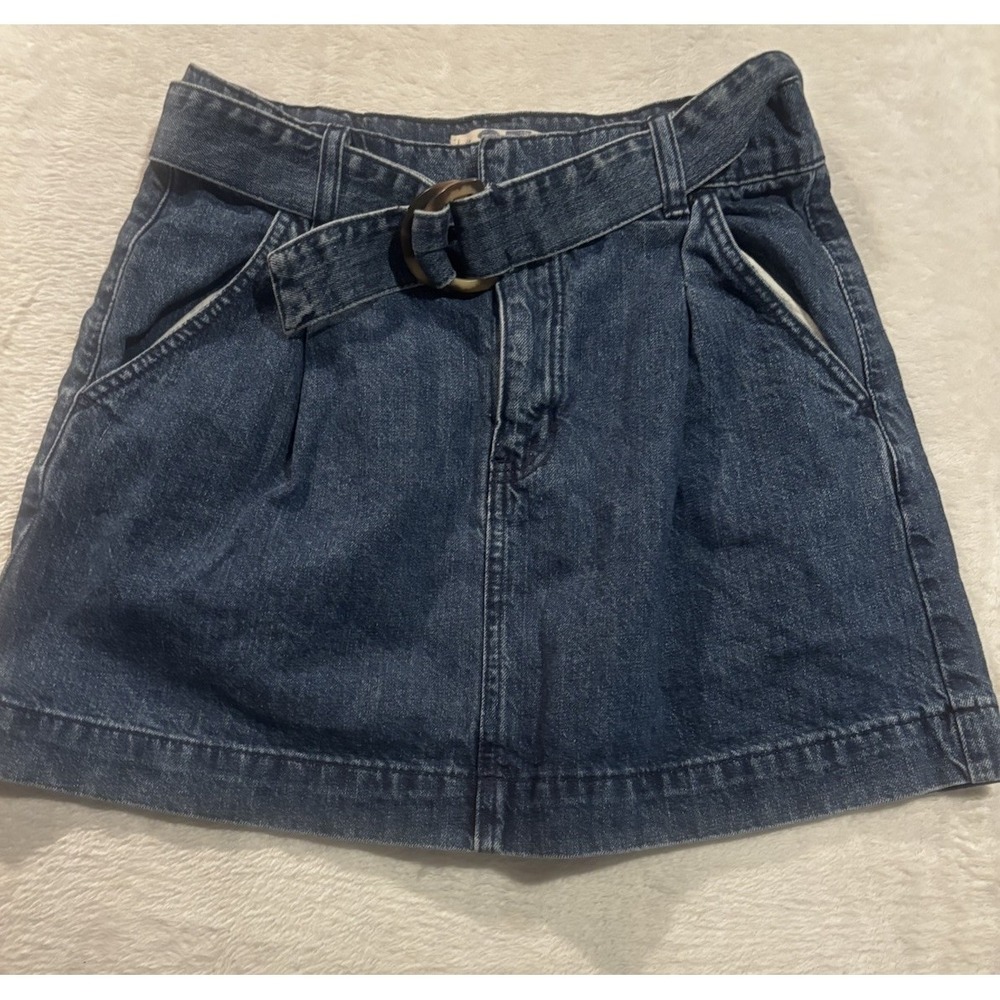Free People We The Free Skirt Women's 27 Belted Denim Pleated‎ Mini Pockets